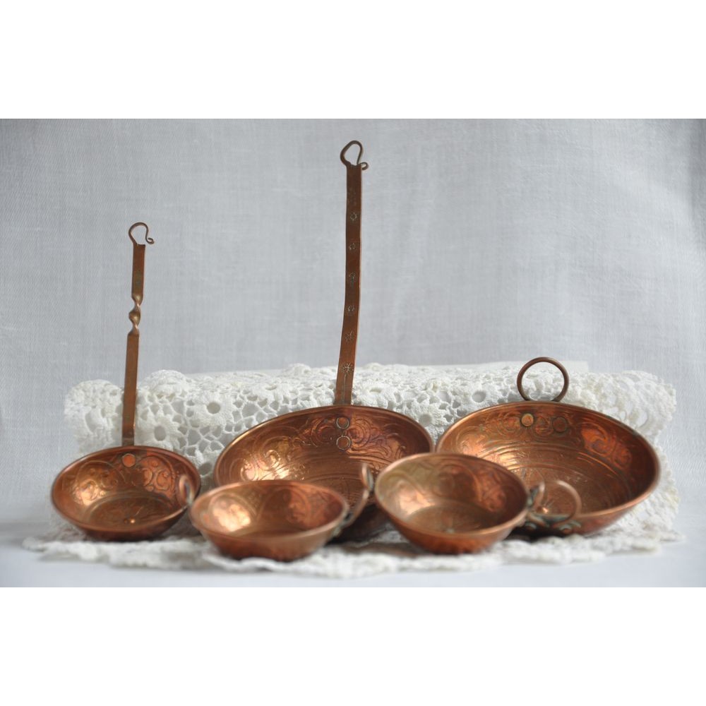 Antique Scarce Handmade Copper Cooking Flat Fry Pan Antique Copper