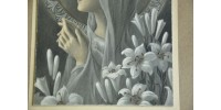 Lithographie de la vierge dans son cadre ancien