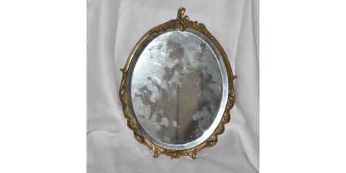 Oval Louis XV Antique Wall Brass Mirror
