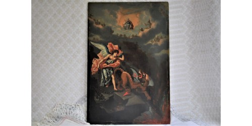 Antique Oil Painting of St. Michael And the Dragon