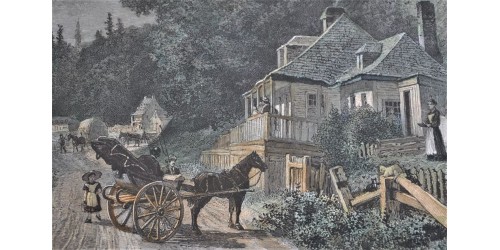 Gravure originale « On the Road to Sillery » 1871