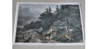 Gravure originale « On the Road to Sillery » 1871