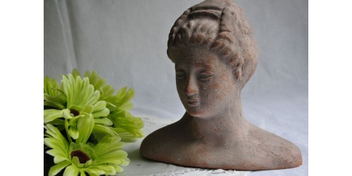 Vintage Bust of a Woman Terracotta Sculpture