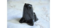 Bright Black Obsidian Native Frog Sculpture