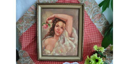 Vintage Oil Painting of a Young Woman