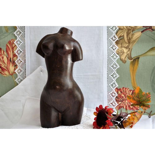 Ebony Wood Cuban Sculpture of a Woman