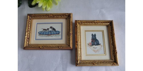 Wanda Lee Victorian Framed Puppies Prints