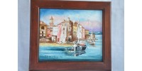Original Oil Painting of a Mediterranean Sea Landscape
