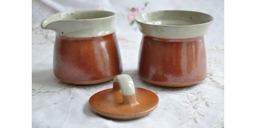 Vintage Sial Oval Ceramic Cream and Sugar Set