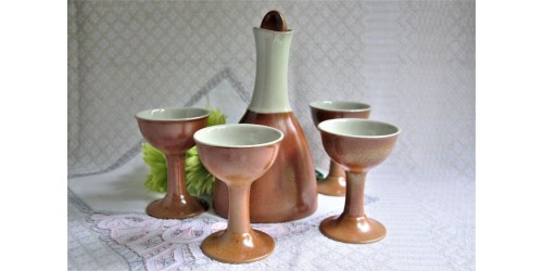 Sial Pottery Decanter with Wine Goblets Set