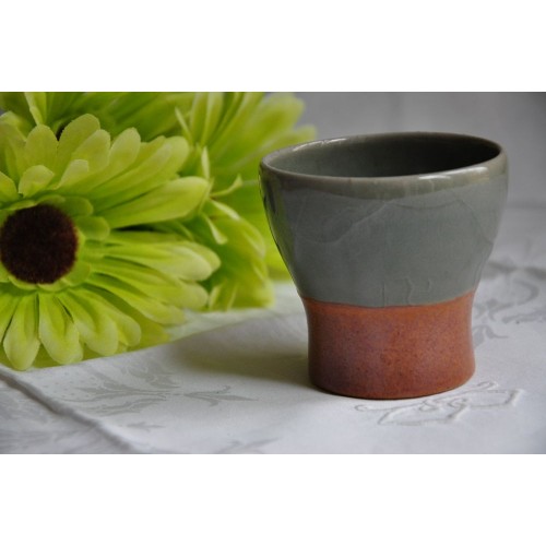 Rare Sial Oval Pottery Celadon Grey Tumbler