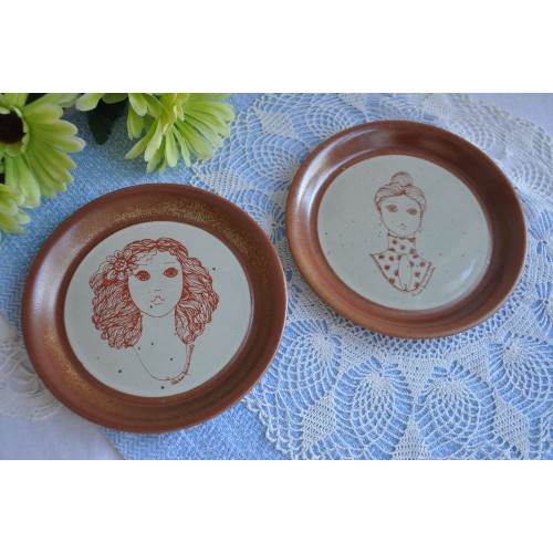 Small Sial Stoneware Signed Decorative Plates