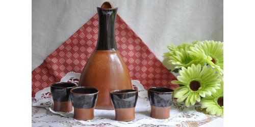 Sial Pottery Oval Design Decanter Set