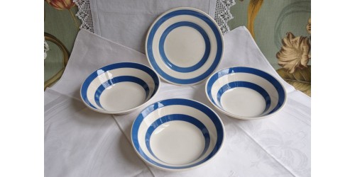 Vaisselle Chef Ware à bandes bleues et blanches