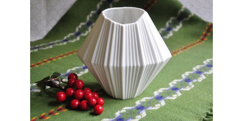 White Bisque AK Kaiser Op Art Porcelain Vase 