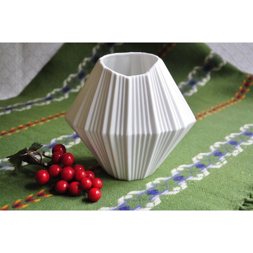 White Bisque AK Kaiser Op Art Porcelain Vase 