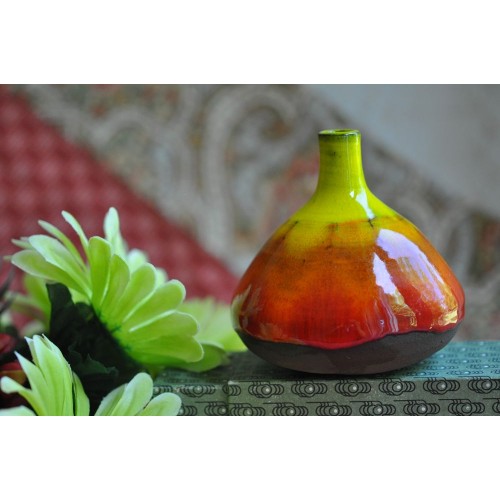Handcrafted Signed Multicolour Pottery Vase