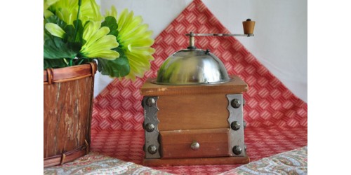 French Peugeot Style Wooden Coffee Grinder