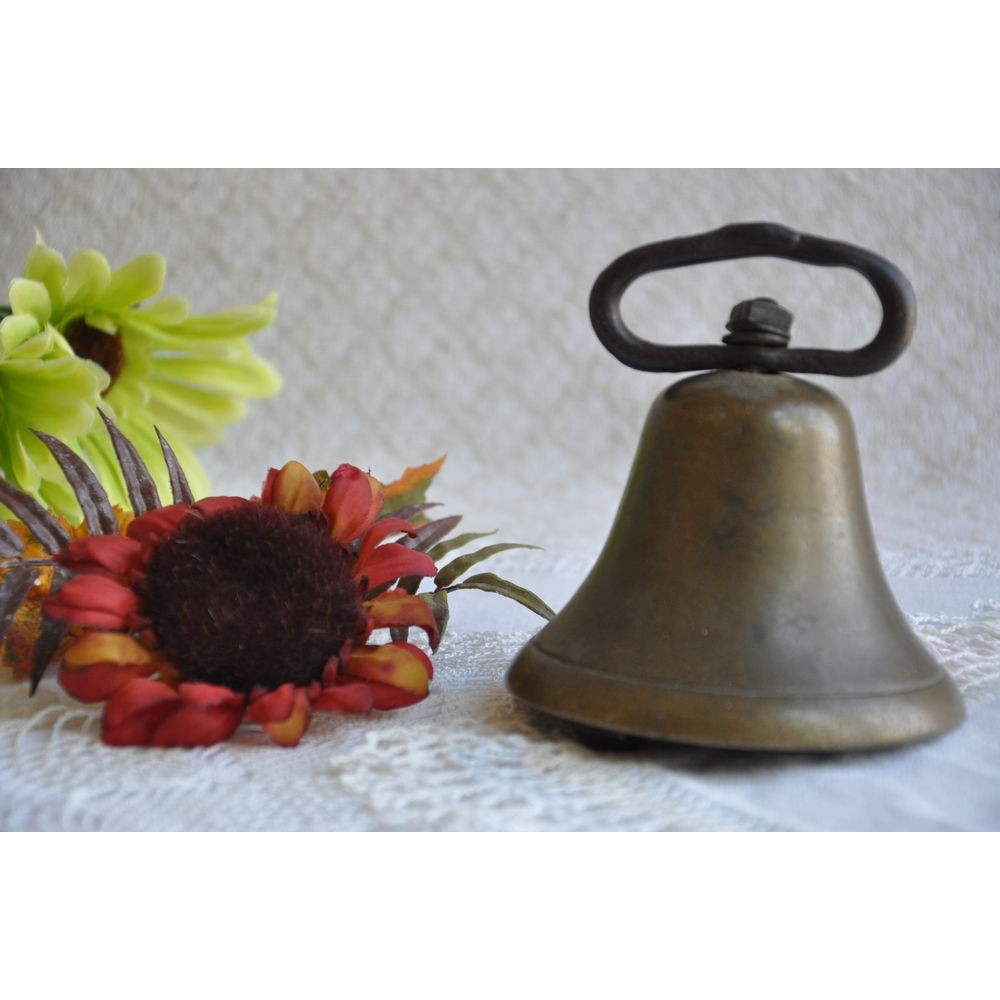 Small Victorian Solid Brass Servant Bell, Small Brass Maid Bell