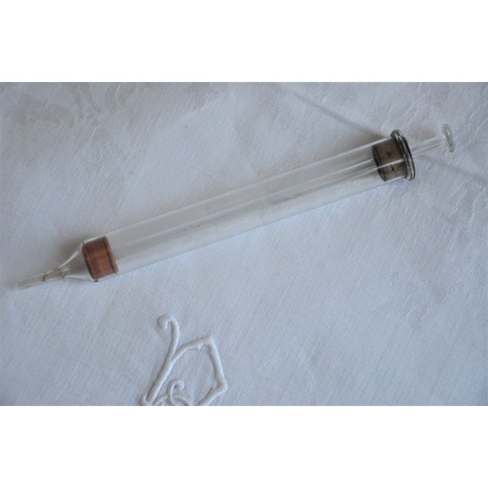 Vintage All Glass Medical Syringe in Original Box Medical Ware Medical Glass Ear Syringe