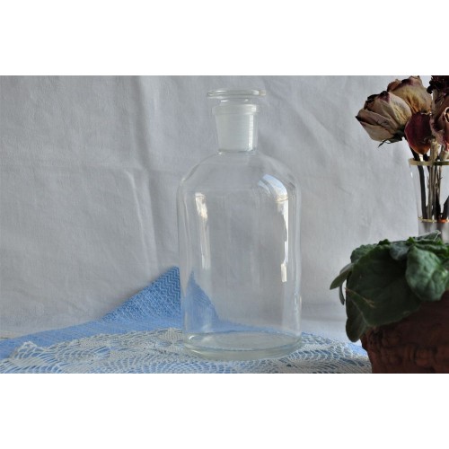 Large Clear Glass Pharmacy Bottle with Stopper