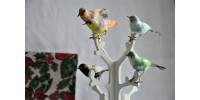 Feathered Birds Spun Cotton Tree Ornaments