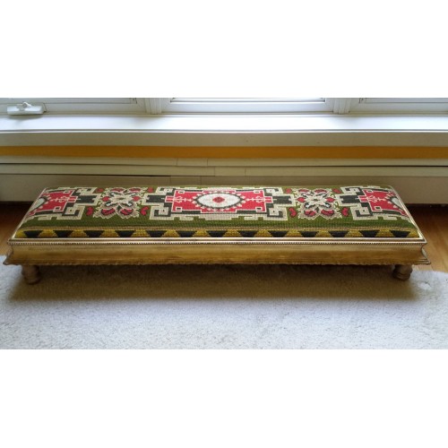 Long Antique Victorian Low Bench or Window Seat
