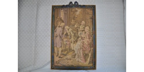 Vintage French Woven Tapestry Gallant Scene