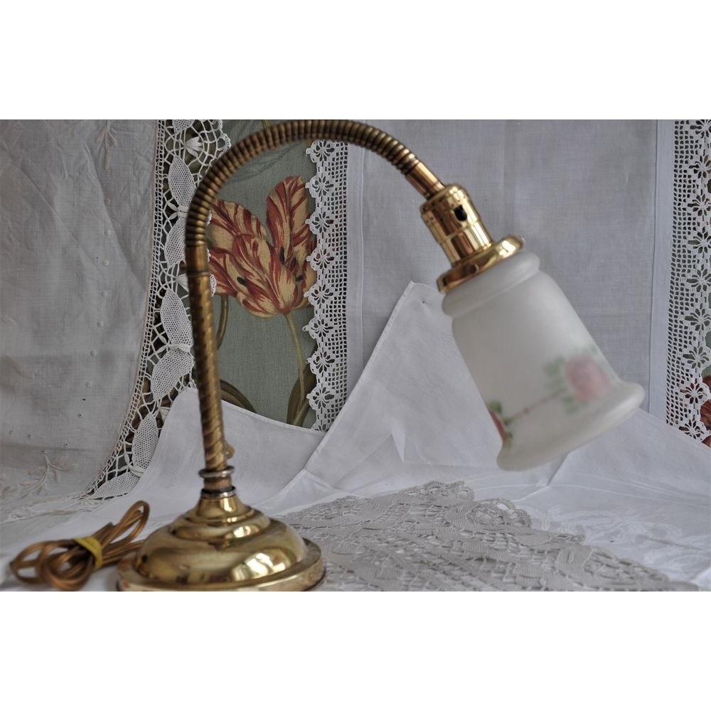 Antique Brass Goose Neck Table Lamp With Enamel Shade, 1 - Kroger