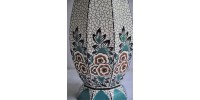 Lampe époque Art déco en céramique à motif floral