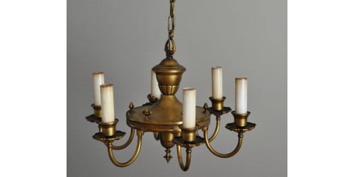 1920's 6-Light Candle Fixture Gold Bronze Finish