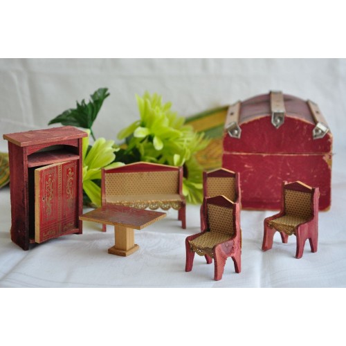 Genuinely Antique Dollhouse Wood Furniture 