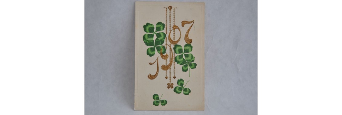 Antique Post Card with Shamrocks