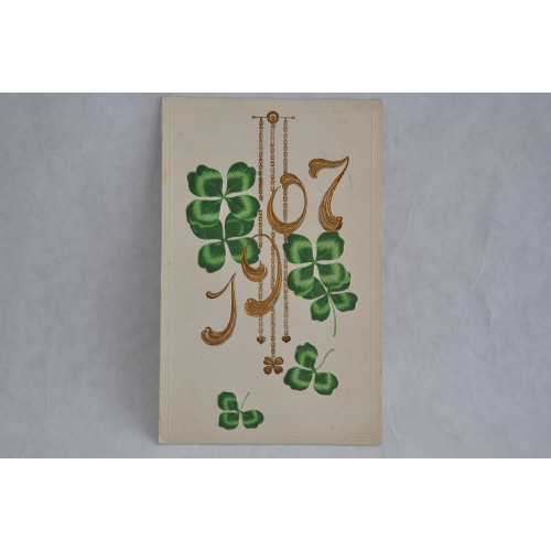 Carte postale de 1907 avec trèfles porte-bonheur