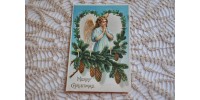 Carte de Noël victorienne gaufrée à motif d'ange