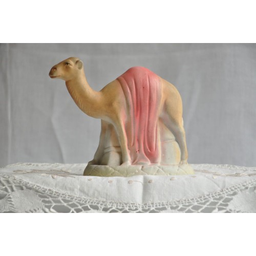 Standing Camel Figurine in Biscuit Pottery