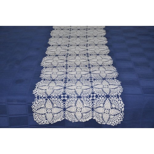 Long Vintage White Crochet Table Runner