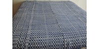 Hand Woven Blue/White Overshot Weave Blanket