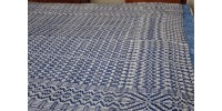 Hand Woven Blue/White Overshot Weave Blanket