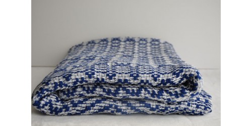 Hand Woven Blue/White Overshot Weave Blanket