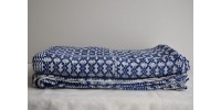 Hand Woven Blue/White Overshot Weave Blanket