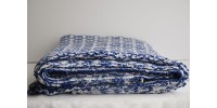 Hand Woven Blue/White Overshot Weave Blanket