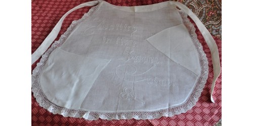 Rustic Linen Embroidered Half Apron