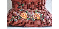 Antique Garland of Roses Barbola Basket
