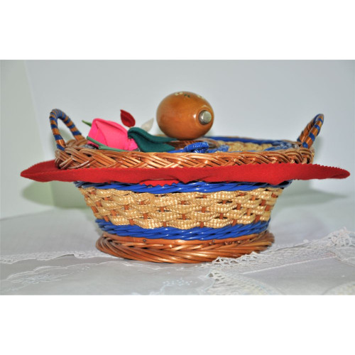 Round Colorful Sewing Basket with Lid