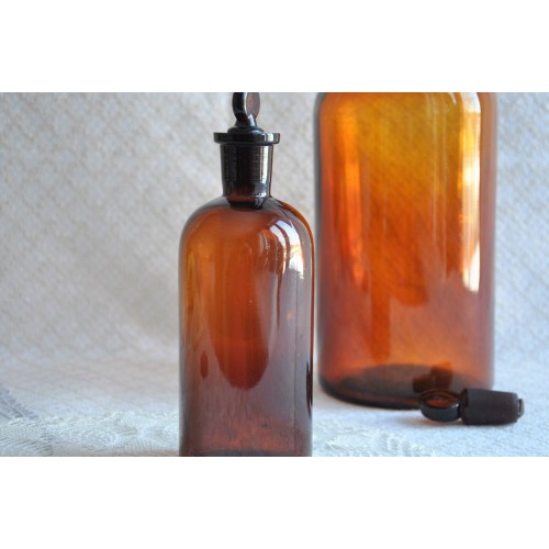 Antique Amber Glass Tincture Bottle With Stopper