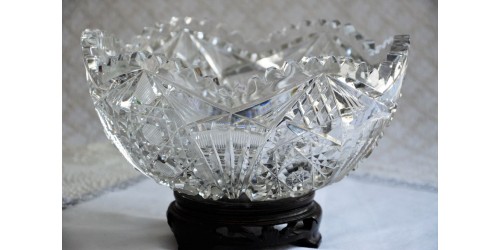 Early Hobnail Hobstar Brillliant Cut Glass Bowl