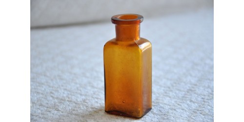 Small Antique Pale Amber Glass Signed Vial 
