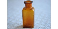 Small Antique Pale Amber Glass Signed Vial 