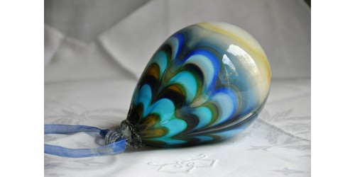 Multicolor Hand Blown Drop Shape Ornament